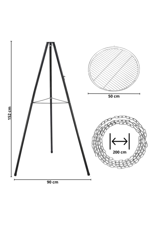 Trójnóg z rusztem do palenisk 60 cm