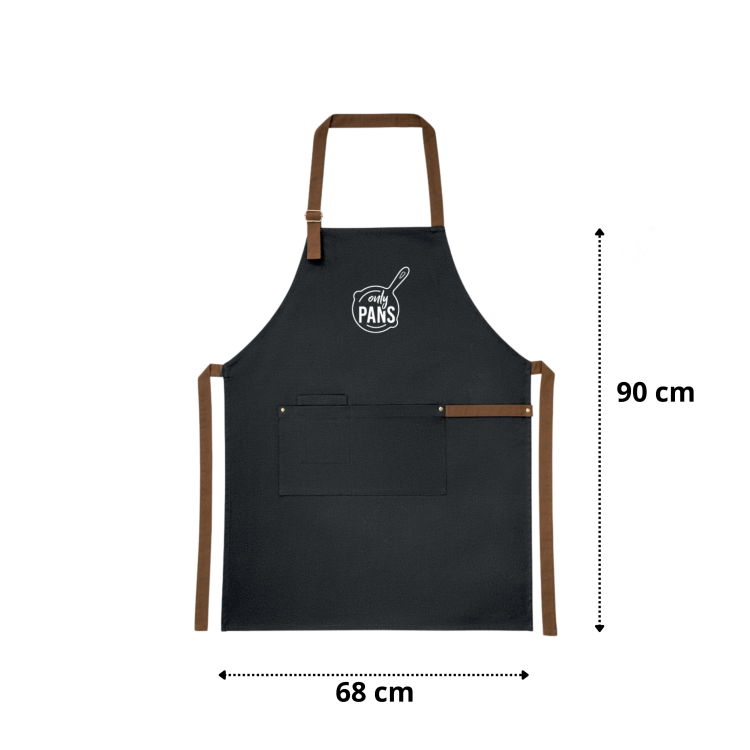 Fartuch czarny bawełniany do grilla do kociołka ONLY PANS