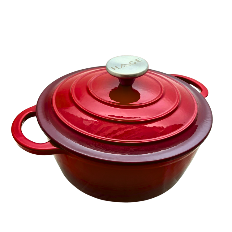 Garnek żeliwny 5l emaliowany czerwony 26cm