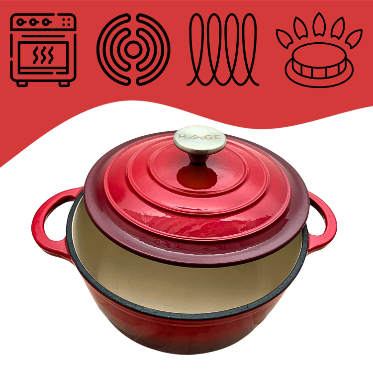 Garnek żeliwny 4l emaliowany czerwony 24cm