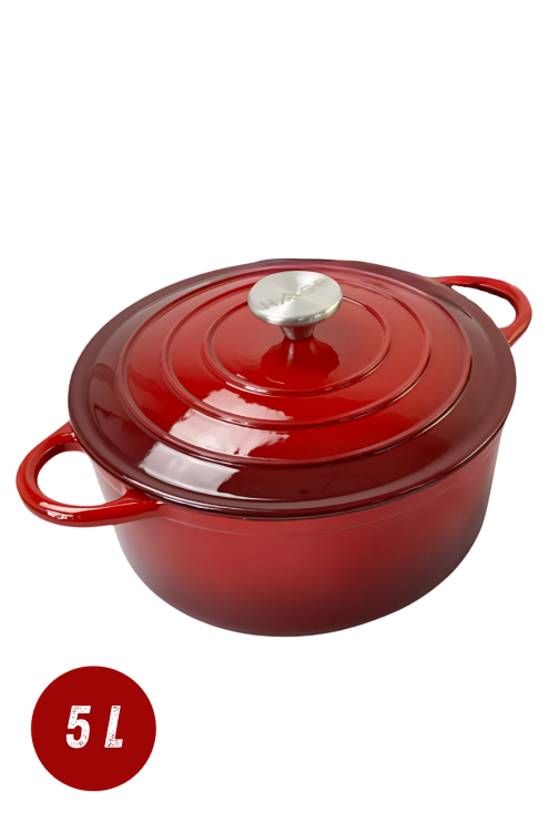 Garnek żeliwny 5l emaliowany czerwony 26cm