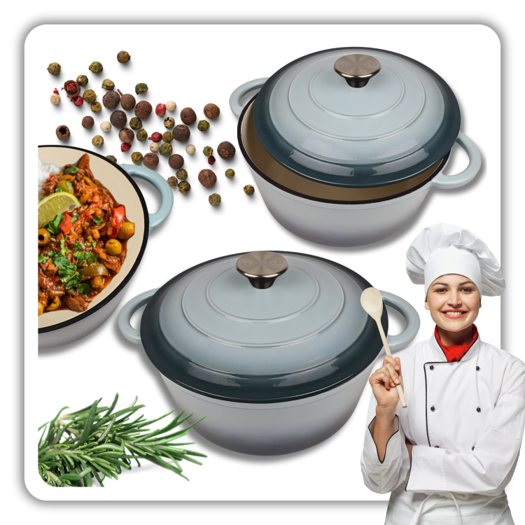 Garnek żeliwny 3l emaliowany  sól morska 22 cm