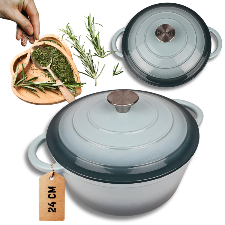 Garnek żeliwny 4l emaliowany miętowy 24cm