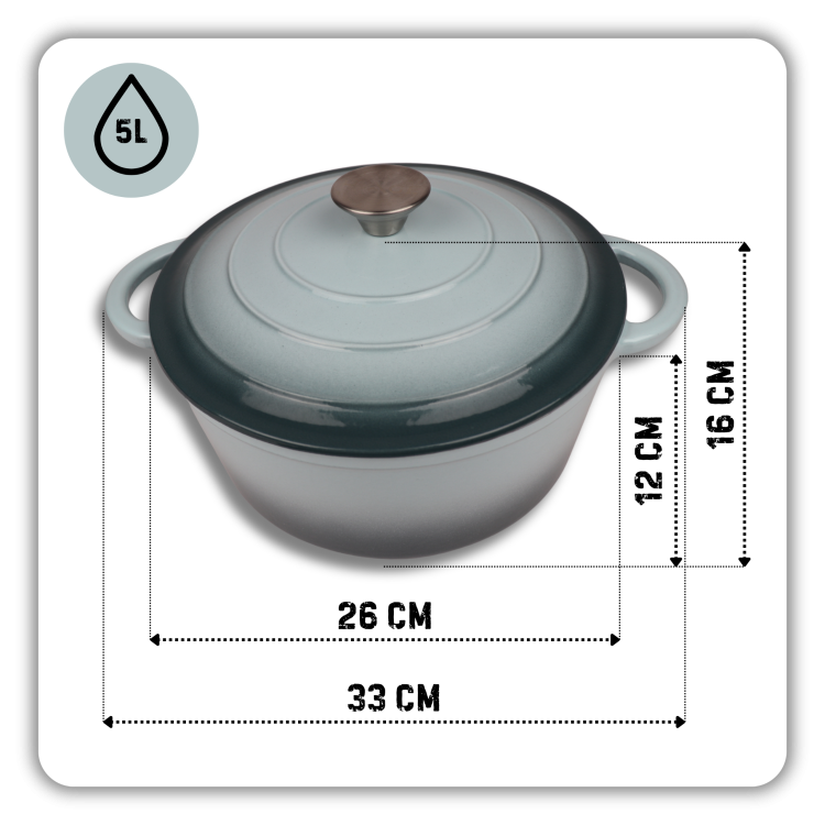 Garnek żeliwny emaliowany 5l sól morska 26 cm