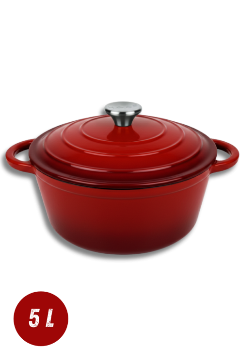 Garnek żeliwny 5l emaliowany czerwony 26cm