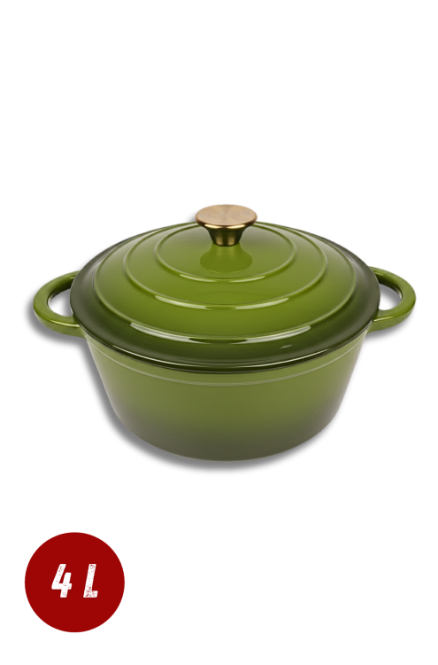Garnek żeliwny 4l emaliowany oliwkowa zieleń 24cm