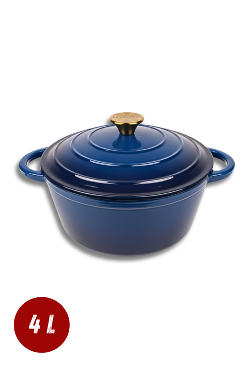 Garnek żeliwny 4l emaliowany niebieski 24cm