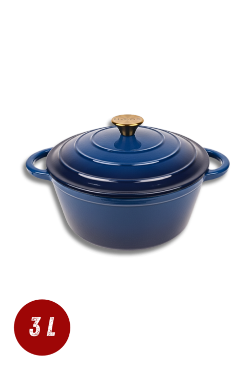 Garnek żeliwny 3l emaliowany niebieski 22 cm