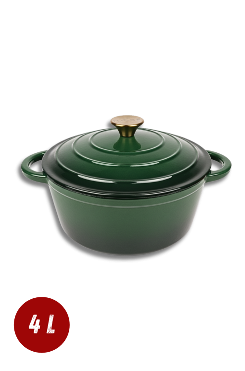 Garnek żeliwny emaliowany 4l butelkowa zieleń 24cm