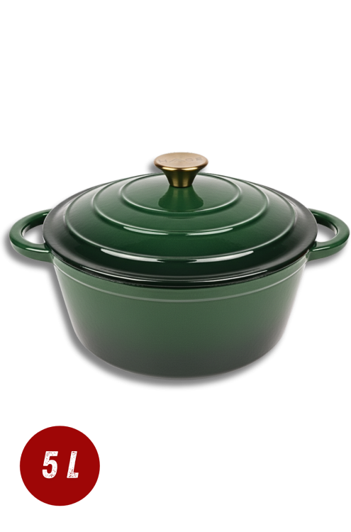 Garnek żeliwny emaliowany 5l butelkowa zieleń 26cm
