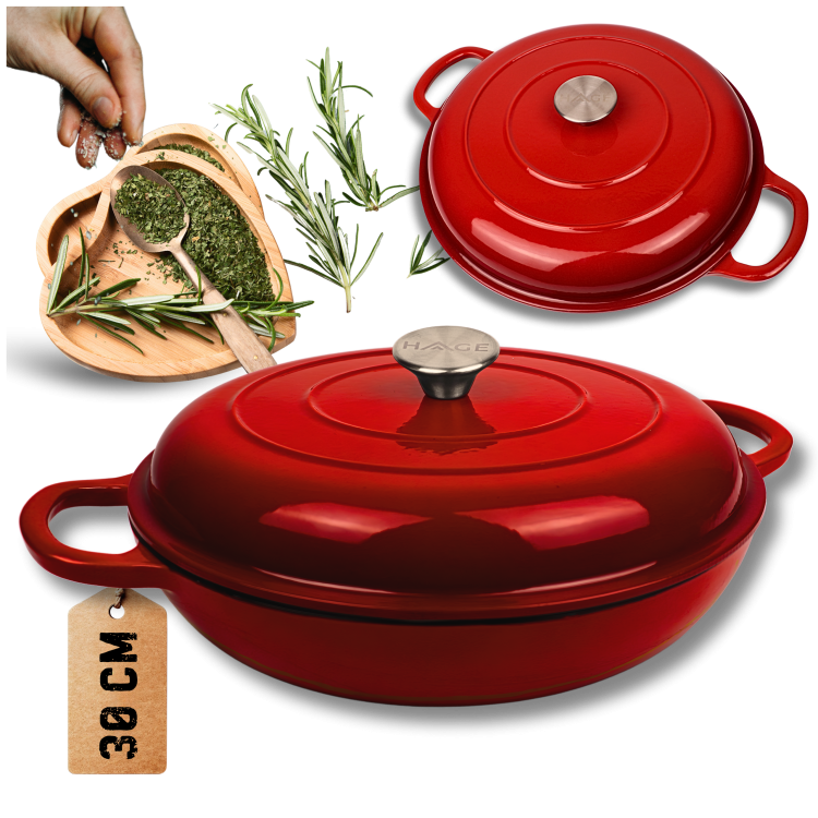 Garnek gourmet profesjonalny żeliwo 30 cm czerwony