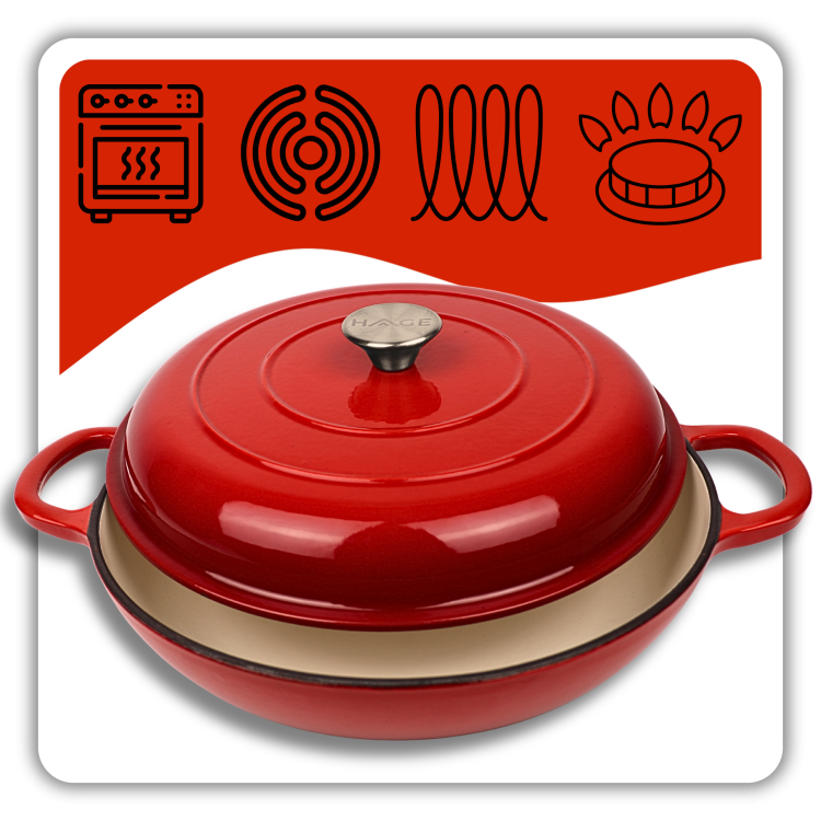 Garnek gourmet profesjonalny żeliwo 30 cm czerwony