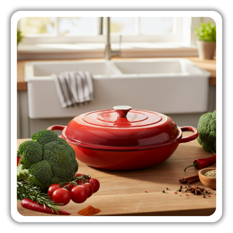 Garnek gourmet profesjonalny żeliwo 30 cm czerwony