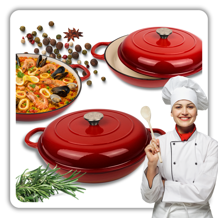 Garnek gourmet profesjonalny żeliwo 30 cm czerwony