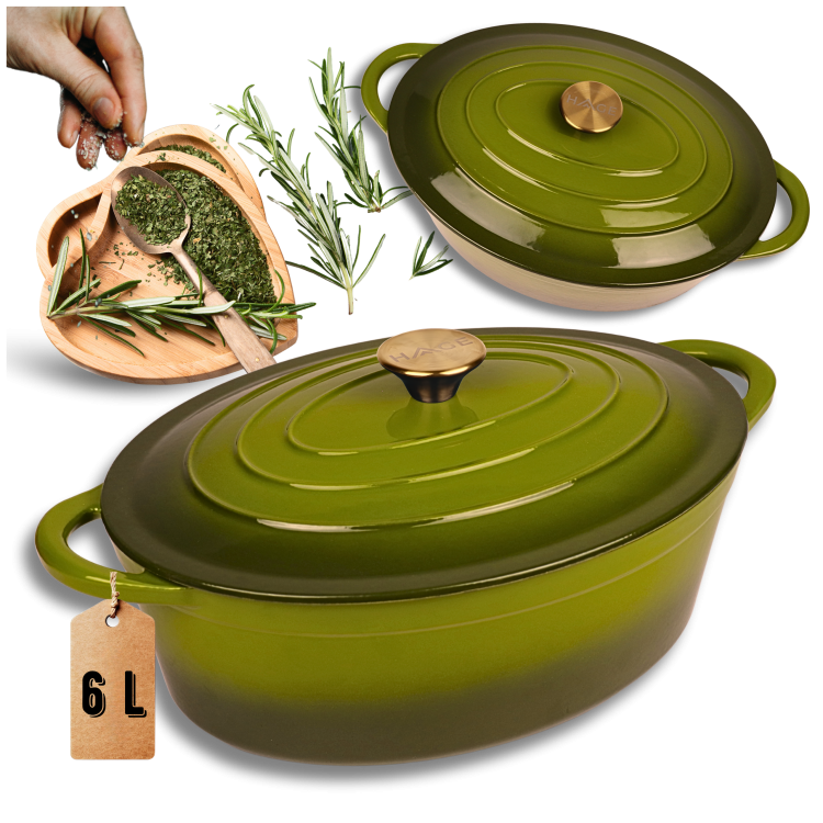 BRYTFANNA GĘSIARKA ŻELIWNA EMALIOWANA DUŻA INDUKCJA GAZ PIEKARNIK GARNEK 6L