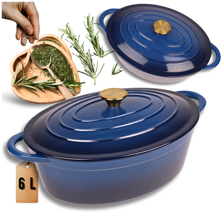 BRYTFANNA GĘSIARKA ŻELIWNA EMALIOWANA DUŻA INDUKCJA GAZ PIEKARNIK GARNEK 6L