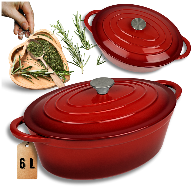 BRYTFANNA GĘSIARKA ŻELIWNA EMALIOWANA DUŻA INDUKCJA GAZ PIEKARNIK GARNEK 6L