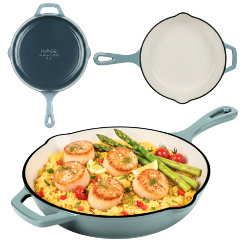 PATELNIA ŻELIWNA EMALIOWANA 26 cm ŻELIWNY INDUKCJA PIEKARNIK GAZ sól morska