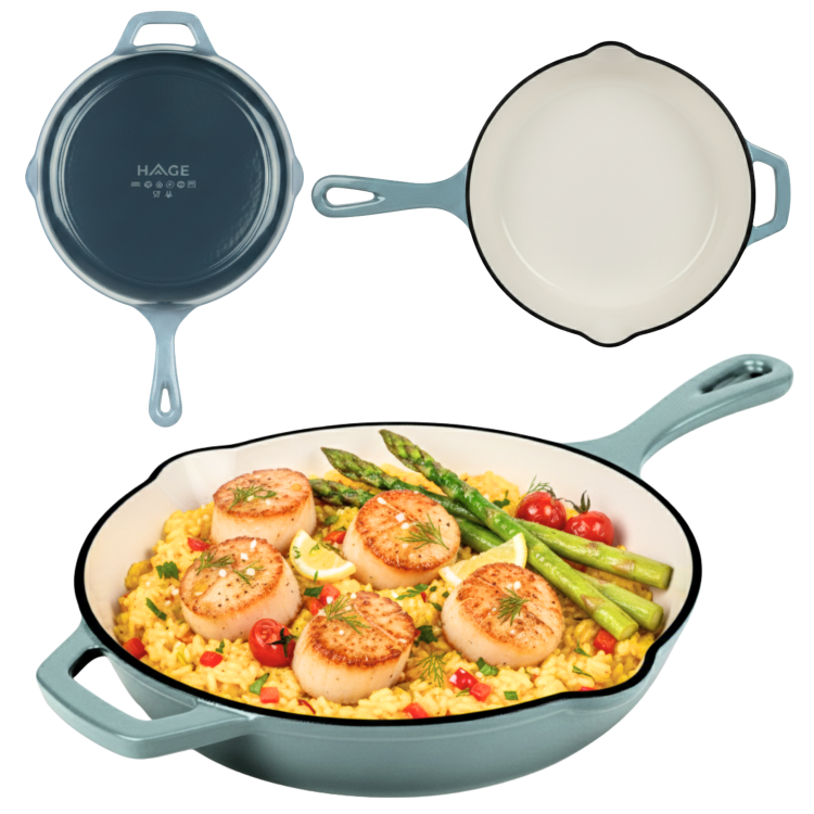 PATELNIA ŻELIWNA EMALIOWANA 26 cm ŻELIWNY INDUKCJA PIEKARNIK GAZ sól morska