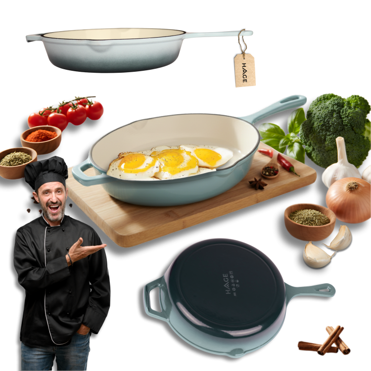 PATELNIA ŻELIWNA EMALIOWANA 26 cm ŻELIWNY INDUKCJA PIEKARNIK GAZ sól morska