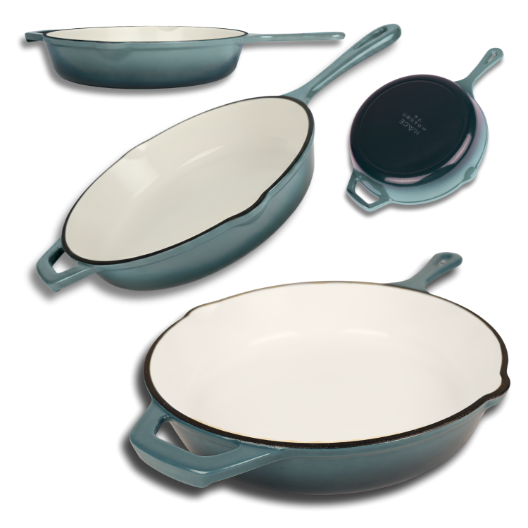 PATELNIA ŻELIWNA EMALIOWANA 26 cm ŻELIWNY INDUKCJA PIEKARNIK GAZ sól morska