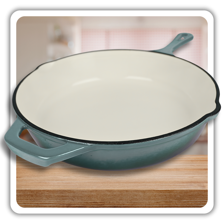 PATELNIA ŻELIWNA EMALIOWANA 26 cm ŻELIWNY INDUKCJA PIEKARNIK GAZ sól morska