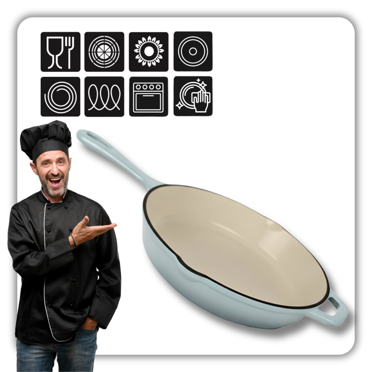 PATELNIA ŻELIWNA EMALIOWANA 26 cm ŻELIWNY INDUKCJA PIEKARNIK GAZ sól morska
