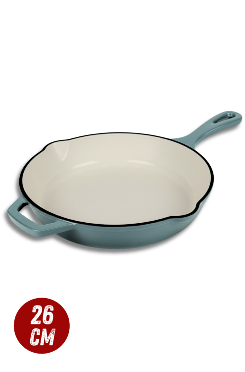 PATELNIA ŻELIWNA EMALIOWANA 26 cm ŻELIWNY INDUKCJA PIEKARNIK GAZ sól morska