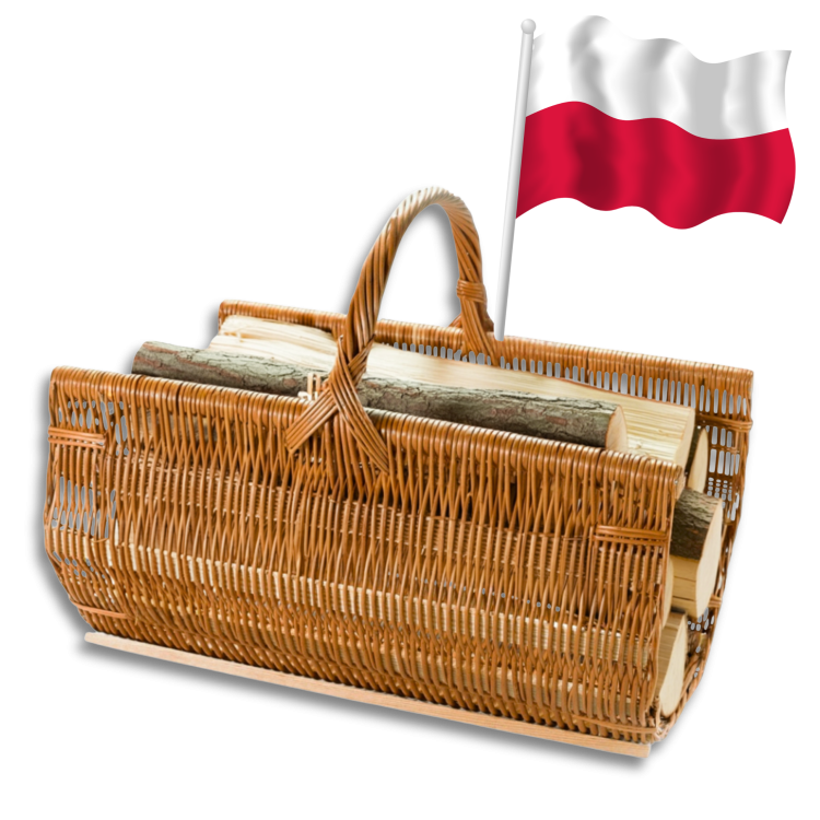 Kosz wiklinowy na drewno do kominka jasny