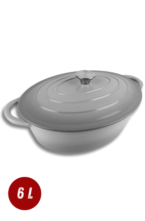 Brytfanna żeliwna emaliowana 6l szara