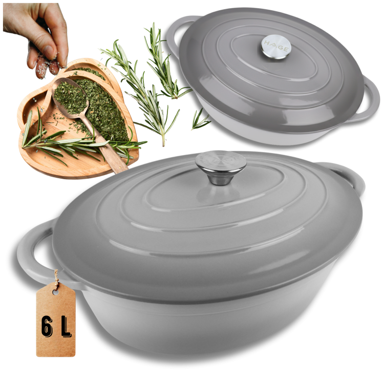 Brytfanna żeliwna emaliowana 6l szara