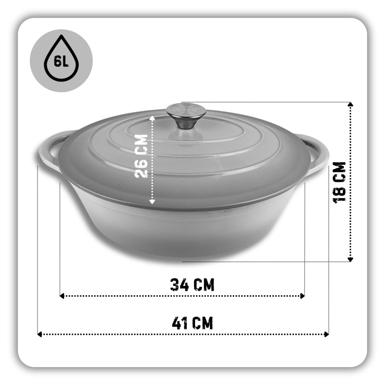 Brytfanna żeliwna emaliowana 6l szara