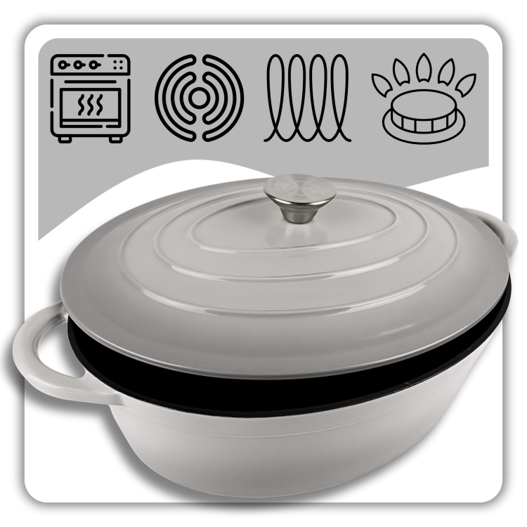 Brytfanna żeliwna emaliowana 6l szara