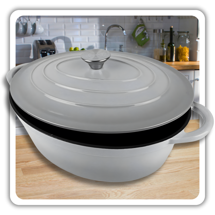 Owalna brytfanna żeliwna emaliowana 6l szara