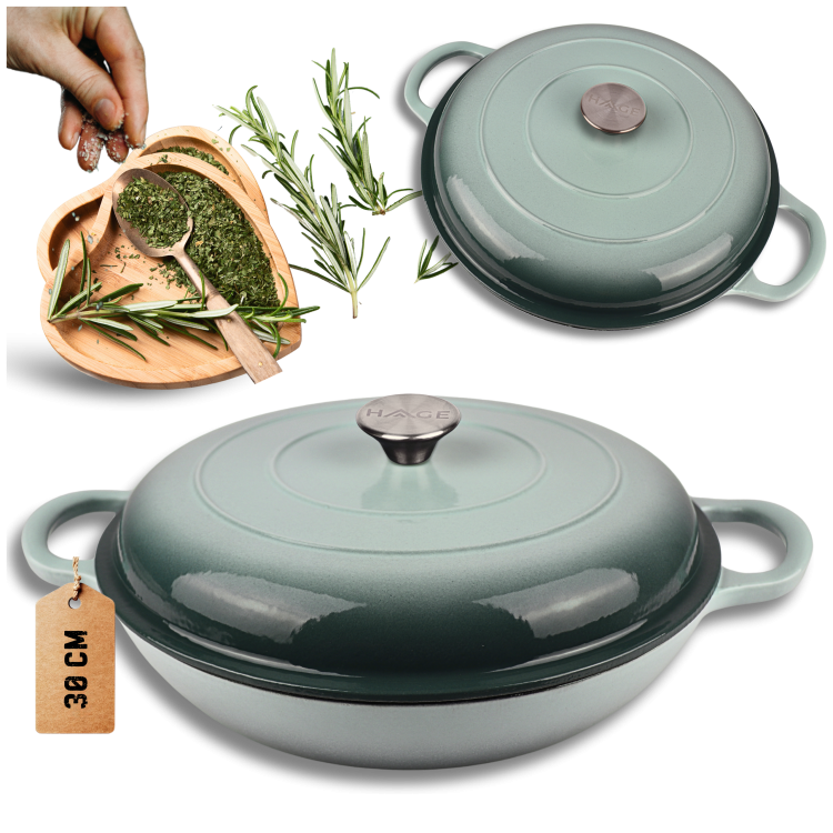 Garnek gourmet profesjonalny żeliwny emaliowany 30 cm sól morska