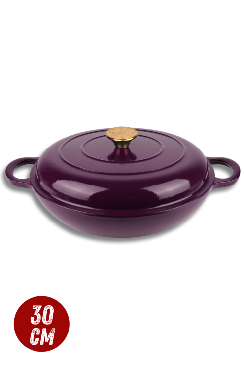 Garnek gourmet profesjonalny żeliwo 30 cm bakłażanowy