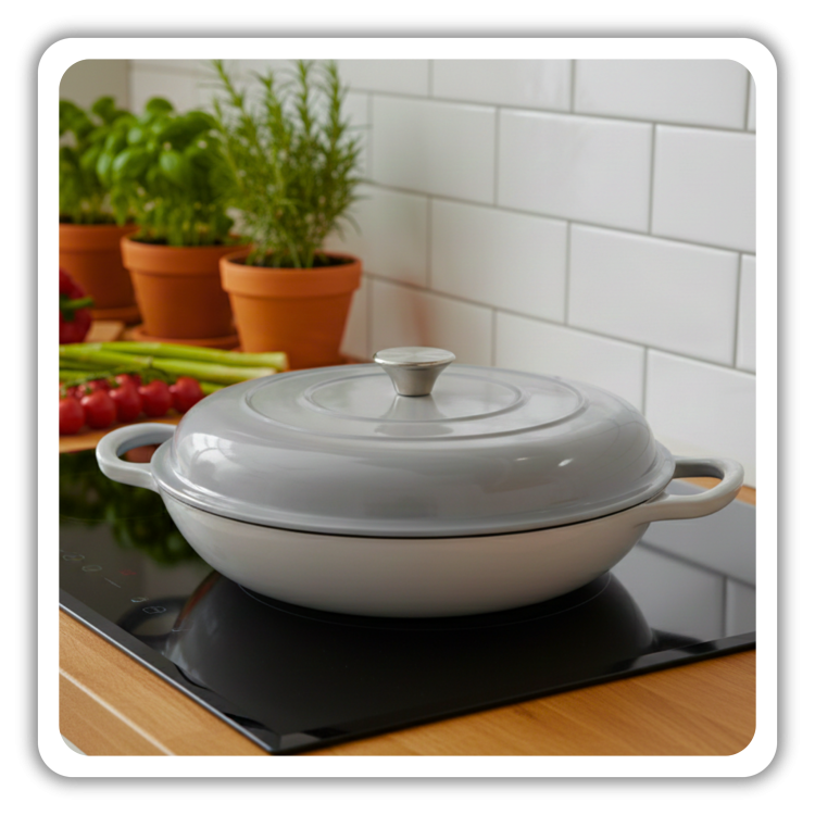 Garnek gourmet profesjonalny żeliwo 30 cm szary