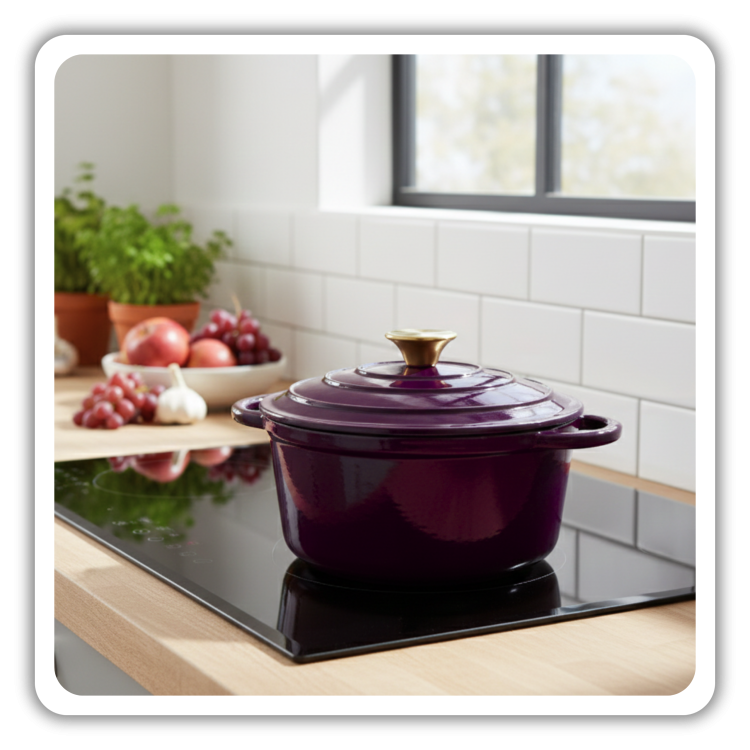 Garnek żeliwny emaliowany 3l bakłażanowy 22 cm