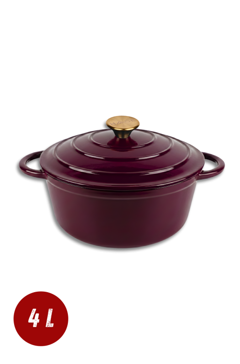 Garnek żeliwny emaliowany 4l bakłażanowy 24 cm