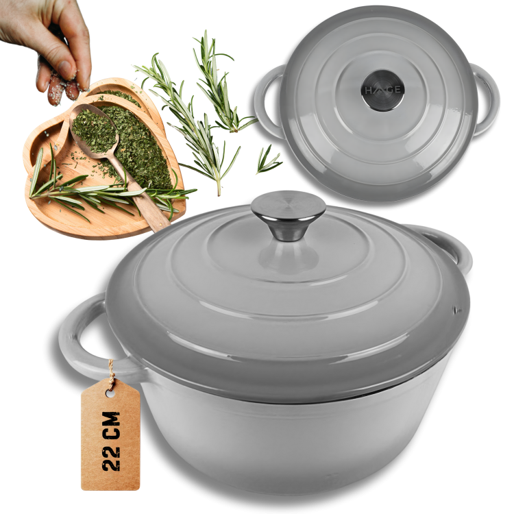 Garnek żeliwny emaliowany 3l bakłażanowy 22 cm