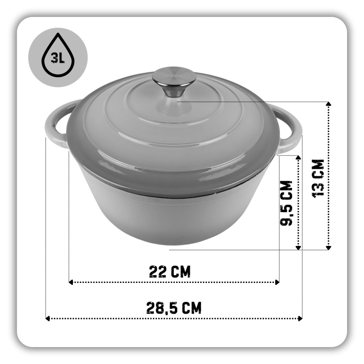 Garnek żeliwny emaliowany 3l bakłażanowy 22 cm