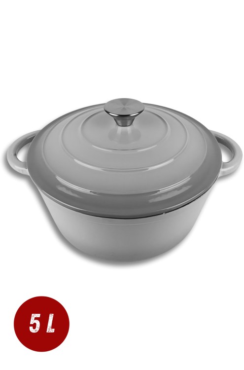 Garnek żeliwny emaliowany 5l szary 26 cm