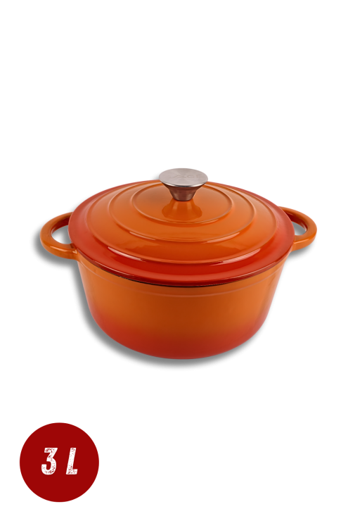 Garnek żeliwny emaliowany 3l pomarańczowy 22 cm