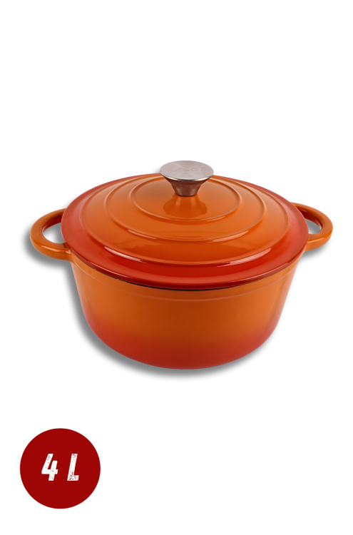 Garnek żeliwny emaliowany 4l pomarańczowy 24 cm