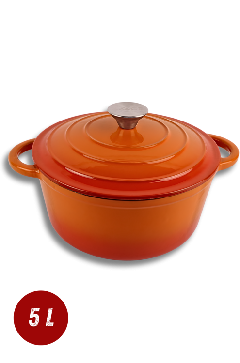 Garnek żeliwny emaliowany 5l pomarańczowy 26 cm