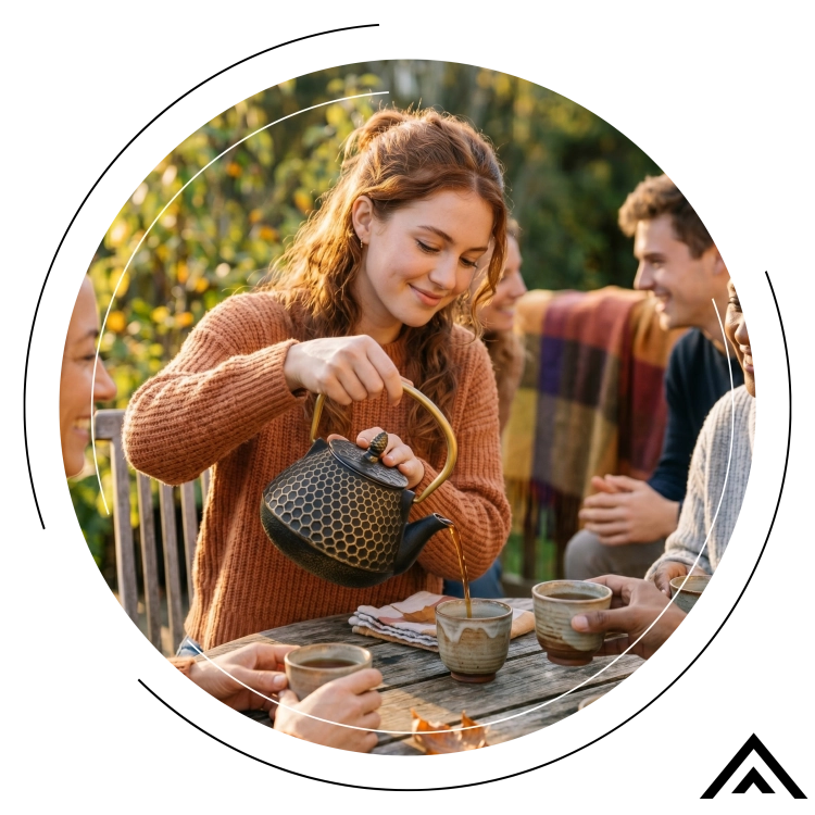 CZAJNIK ŻELIWNY EMALIOWANY PLASTER MIODU 0,9L Z 4 CZARKAMI | ZAPARZACZ DO HERBATY