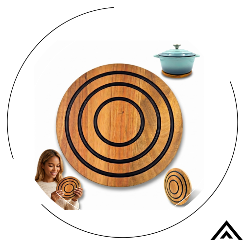 Podstawka pod patelnie garnek drewniana magnetyczna