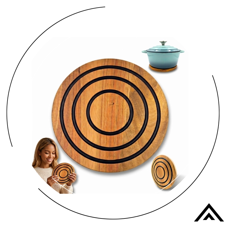 Podstawka pod patelnie garnek drewniana magnetyczna