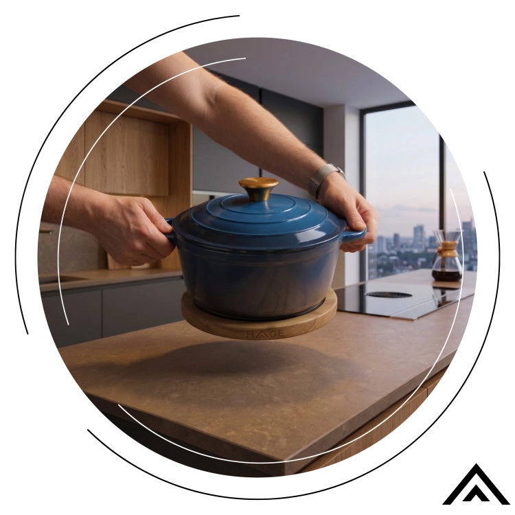 Podstawka pod patelnie garnek drewniana magnetyczna