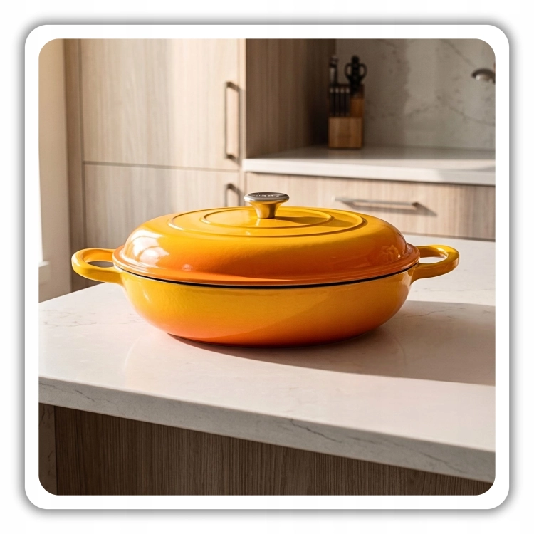 Garnek gourmet profesjonalny żeliwny emaliowany 30 cm musztardowy